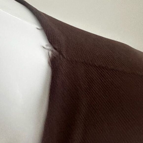 Y2K Brown Mesh Overlay V~Neck Top - Picture 5 of 6